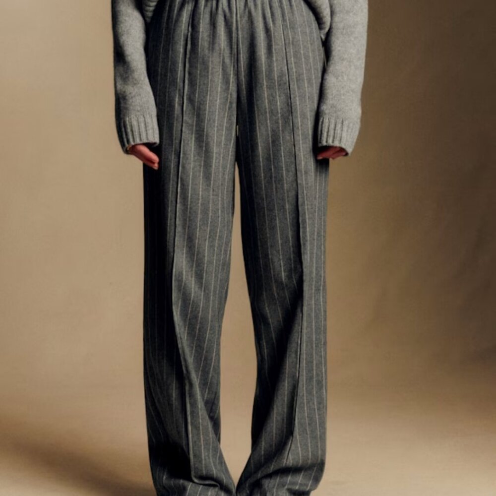 Sezane Bruce Trousers Grey Tennis Stripes - Size 2